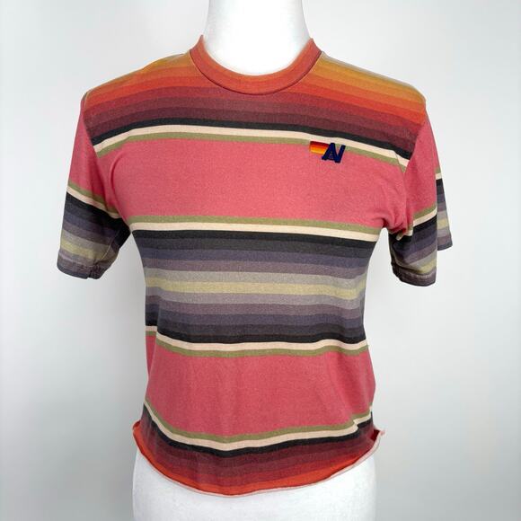 Aviator Nation Multicolor Striped Short Sleeve Tee Size XS Casual Statement - Picture 1 of 8